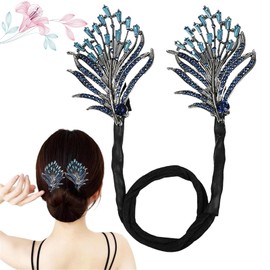CHCTD Rhinestone Flower Hair Accessories - Hair Twister Clip/ Curler Bun Maker, Whale Tail Design, Easy to Use Pins for Stylish Buns (03)