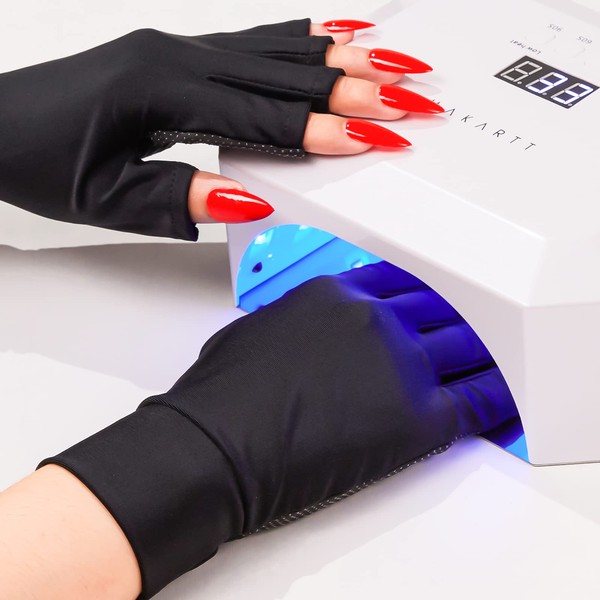 Makartt UV Gloves for Gel Nails Lamp, Anti UV Gloves, UPF50+ UV Protection Gloves for Manicures Dryer, Nail Skin Care Fingerless Gloves for Home Outdoor