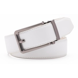 Fabio Valenti Mens Belt,Ratchet Belt Dress with 1 3/8" Genuine Leather with Easier Adjustable Buckle, Trim to Fit (2096 White, Adjustable 46”)