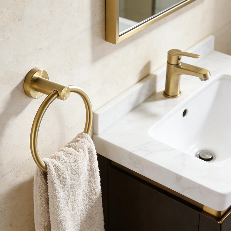 FAIRGIA Toilet Paper Holder Towel Ring Brushed Gold Bathroom Hardware