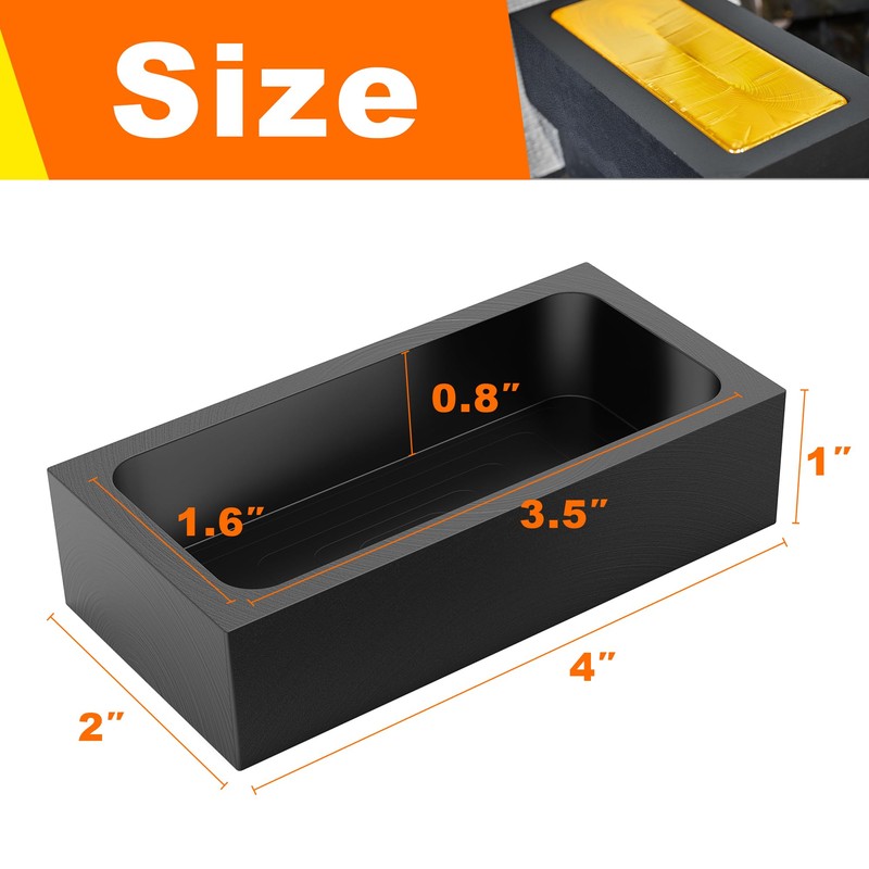 Nelyrho 2-Pack 2.2lbs Graphite Ingot Molds, High-Purity Casting Molds for