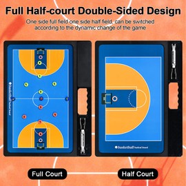 Basketball Coaching Board, Magnetic Basketball Coaching Marker Boards, Coaches Clipboard Tactical Magnetic Board Kit, Strategy Tactical Blackboard Double-Sided Dry Erase Coach Boards with Marker Pens