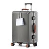 24-Inch Hardside Checked Luggage with Leather Handle, PC Zipperless Suitcase