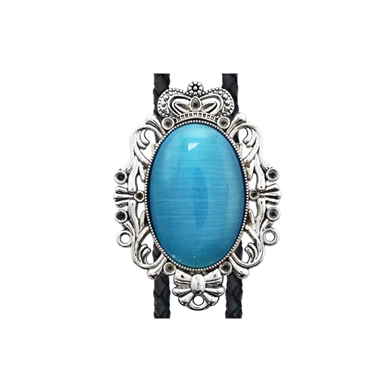 Bowties.jp prt0187 Blue Crown Oval Stone Loop Tie Necklace Polar