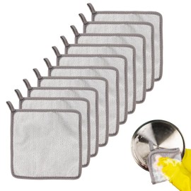Fiohiros 2025 10-Pack New Non-Scratch Wire Dishcloth,3-Layer Scrub Sponge with Silver Mesh, Multifunctional wire dishcloth Heavy Duty for KitchenPots & Utensils Cleaning
