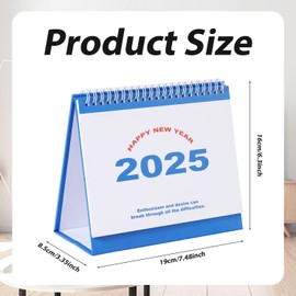 Desktop Calendar 2025, Runs From Oct 2024 Until December 2025 Thick Paper Standing Flip Weekly Planner Calendar with Twin Wire Binding Products for Home Office School (Blue)