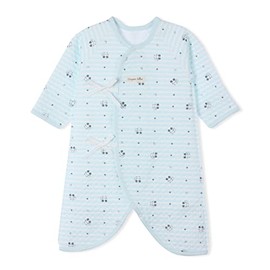 100% Certified Organic Cotton Korean Kimono Newborn Baby Clothes Relaxed Outfit LongSleeve Romper 0-6 Months Mitten Cuffs(Mouse Mint Quilted_Winter)