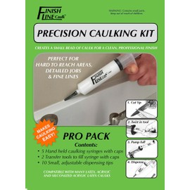 Finish Line Caulk Syringe Style Precision Caulking Tool (Finish Line Caulk Precision Caulking Tool Kit; Syringe Style Applicator, Small Replaceable Tips, Filling System and Plastic Storage Box)