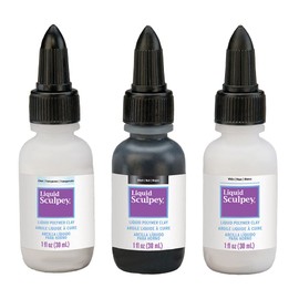 Polyform Sculpey Liquid Basics 3/Pkg-Clear, Black, White