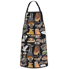 MYSOMY Bat Kitchen Apron Bat Lover Gifts Bat Themed Apron Bat Kitchen Accessories Chiropterologist Gifts Bat Species Apron (brown bat ap uk1)