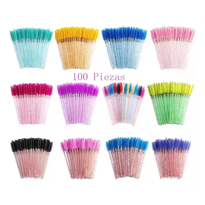 noved 100 Cepillo Desechables Glitter Para Extensión De Pestañas.