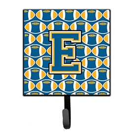 Caroline's Treasures CJ1077-ESH4 Letter E Football Blue and Gold Leash or Key Holder, 7Hx4.25W, Multicolor