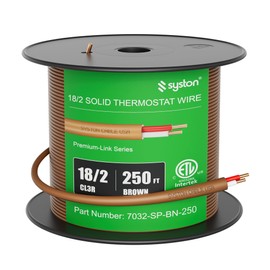 Syston 18/2 Thermostat Doorbell HAVC Heating Control Cable Wire, 100% Solid Copper Conductors CL3R/FT4/CMR Riser-Rated UL/ETL Listed, UV Resistant RoHS for Indoor/Outdoor Low Voltage Applications Use