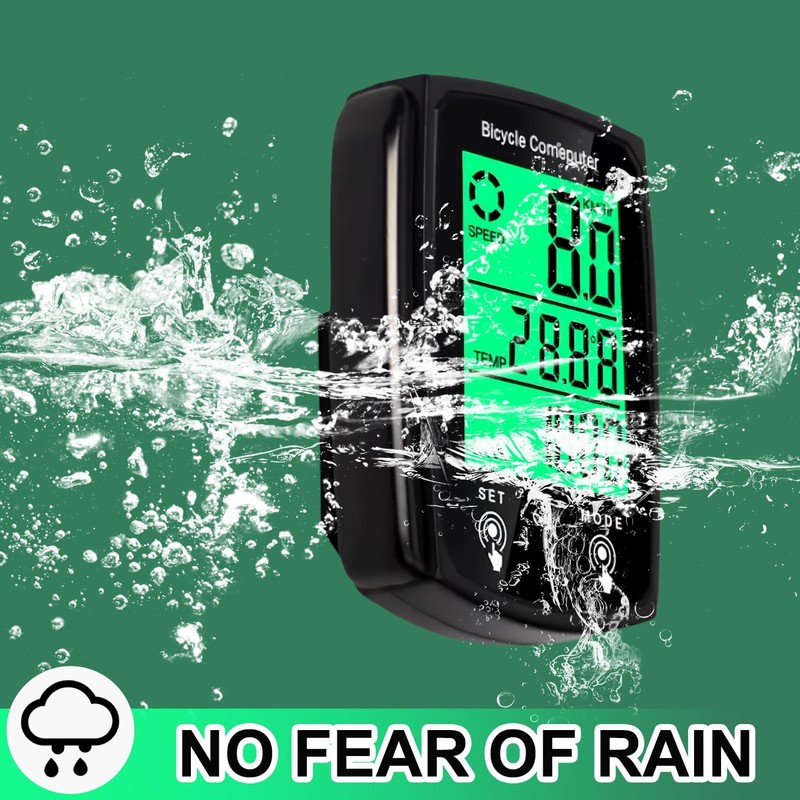 Bike Computer, 19 Functions IP54 Waterproof GPS Speedometer Odometer, Wired