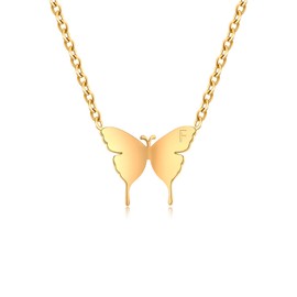 Chain Gold Women’s Necklace, Gold Plated Chain, Butterfly with Letters Pendant, High Quality Stainless Steel Chain for Women, Girls, Stainless Steel
