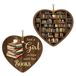 VeryHomy Book Lovers Gifts For Women 2024 | Just A Girl Who Loves Books Ornament, Book Club, Library Christmas Ornament 2024 | Book Gifts For Readers Book Lovers Women, Christmas Tree Decorations