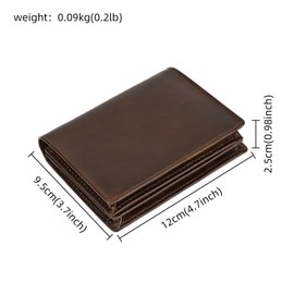 newsbirds Genuine Leather Wallet for Men | Bifold RFID Vertical Wallet | Mens Extra Large Capacity Card Holder with 16 Slots and ID Window, Coffee