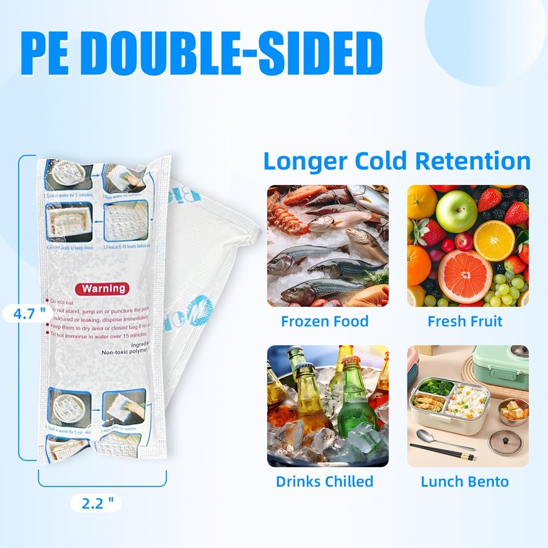 Reusable Ice Packs for Lunch Box, 4.7x2.2 Inch, 48 Sheets