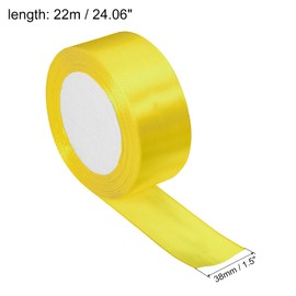 PATIKIL 1.5 Inch Wide 24 Yards Satin Ribbon, Single Side Solid Crafts Roll for Party Home DIY Wrapping Decoration, Yellow