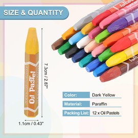 PATIKIL Dark Yellow Oil Pastels, 12Pcs Soft Oil Crayons Vibrant and Creamy Pastels Stick Art Supplies for Art Painting Drawing Blending Graffiti for Artists Beginners