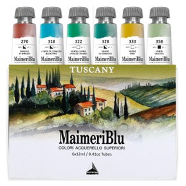 Maimeri Blu Watercolor Paint, Tuscany Thematic Set, 12ML Tubes, 6 Pack, Assorted Colors, 1 Count
