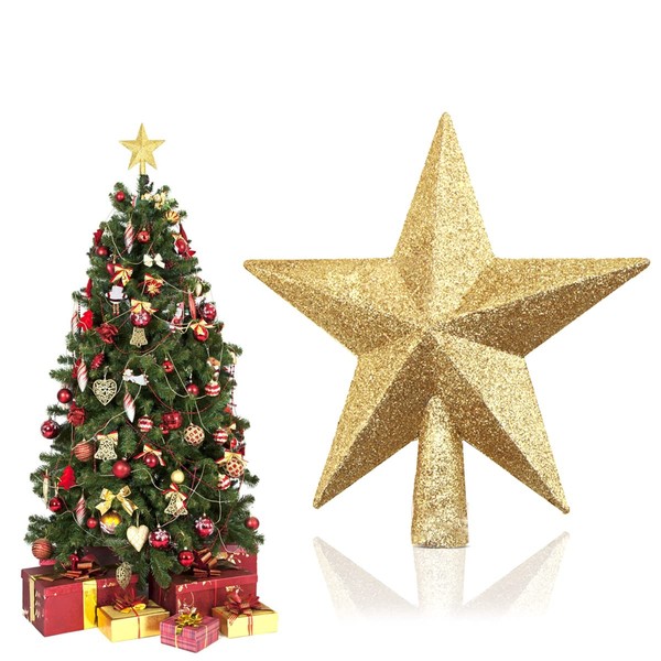Christmas Tree Topper Star, Christmas Tree Topper Star, Glitter Christmas Tree Star Topper, Plastic Christmas Tree Decoration, Christmas Tree Decoration for Any Size Christmas Trees, Silver