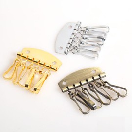 luzen 3Pcs Metal Leather Keycase 6 Hooks Clasp Clip Key Organizer Holder Key Bag Hardware Accessories for DIY Leather Craft Key Case, 3 Colors