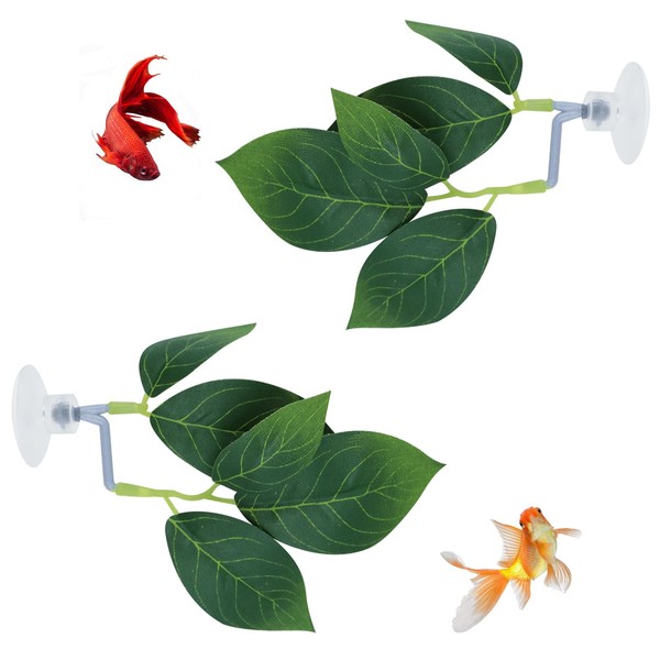 LuckyOpt Simulated Betta Hommock, 2 Pack Betta Leaf with Suction