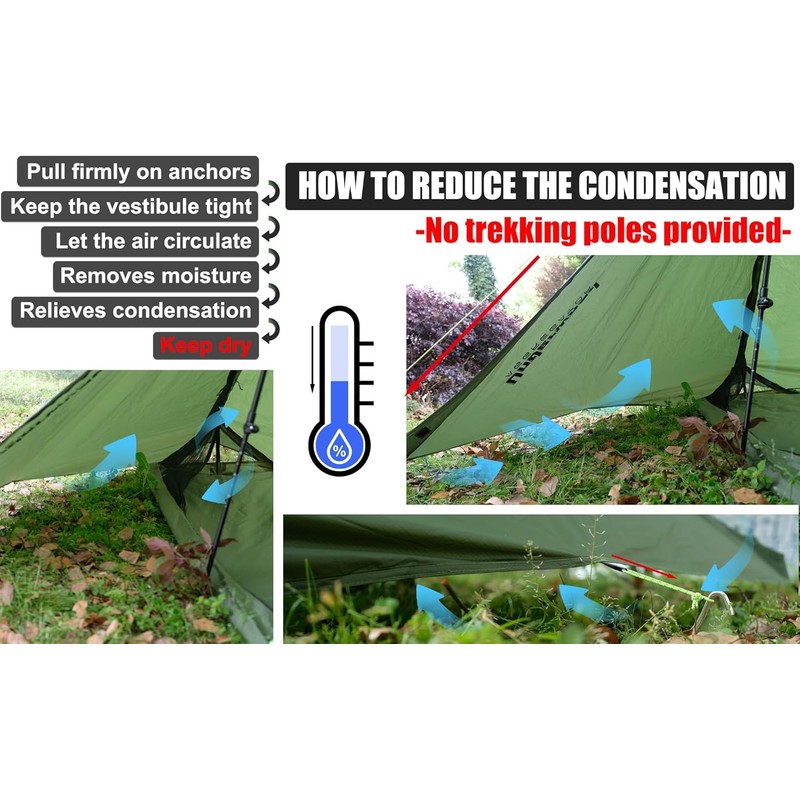 1 Person Trekking Pole Tent for Backpacking - Ultralight Backpacking