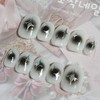 Black Cheek Twinkle Handmade Nail Tips - Almond S /