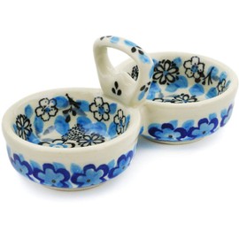 Polish Pottery 4¾-inch Condiment Server made by Ceramika Artystyczna (Out Of Blue Theme) Signature UNIKAT + Certificate of Authenticity