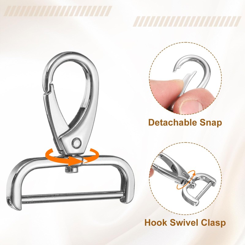 sourcing map 2Pcs Detachable Snap Hook Swivel Clasp 1 1/2"