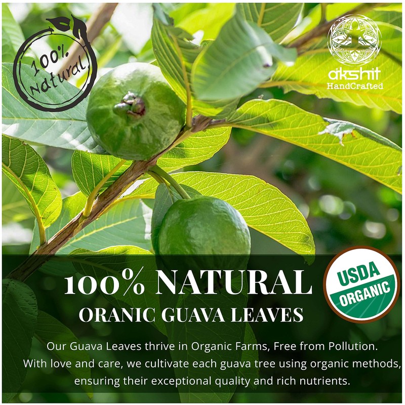 Akshit Organic Dried Guava Leaves, 7.8 oz, Hojas De Guayaba,