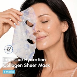 MAREE Mascarilla De Colgeno Con cido Hialurnico - Mascarillas De Hoja Cuidado De La Piel Con Extracto De Algas Verdes Y Rojas Para Todo Tipo De Piel  