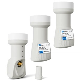 HB-DIGITAL 3 x Single LNB LNC 1 Subscriber Direct (Three Pieces) Full HD TV 3D 4K White White ■ Contacts Gold-Plated ■ Weather Protection