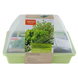 Pastel Indoor Greenhouse Set 29 x 19 x 19 cm with Cover / Vent Slider / Mini Shovel & Rake / 3 Sowing