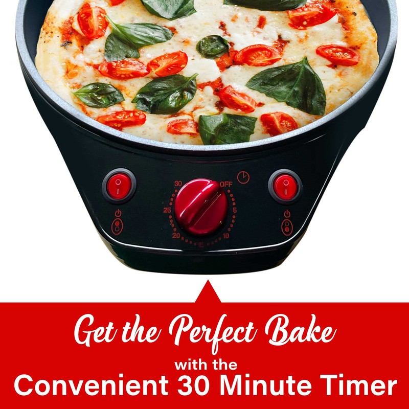 Brentwood TS-124R 12-Inch Non-Stick Pizza Maker and Grill with Timer,