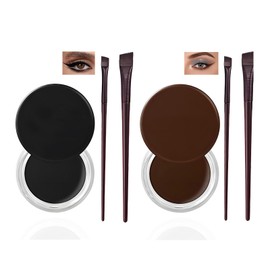 2PCS Waterproof Eyeliner and Brow Pomade, Long-Lasting Smudge-Proof Formula, High Pigmentation Cream Gel for Eyebrows and Eyes, Black and Brown Set, Includes Brush for Easy Application
