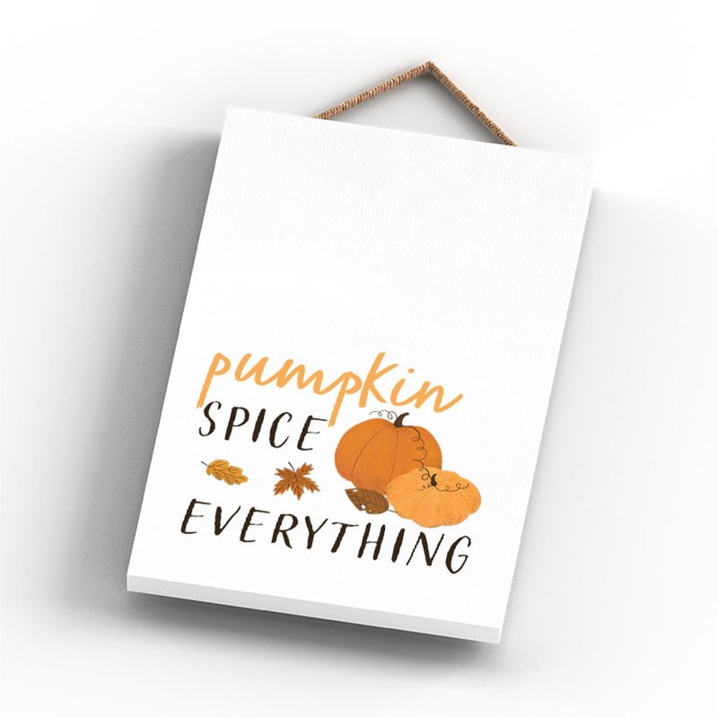 Global Designs Pumpkin Spice Autumn Pumpkin Illustrations On Wooden Hanging