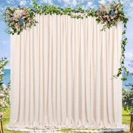 Ivory Backdrop Curtains Photography Background Drapes: 20ft x 10ft Polyester Fabric Panels - for Birthday Anniversary Ceremony Decorations
