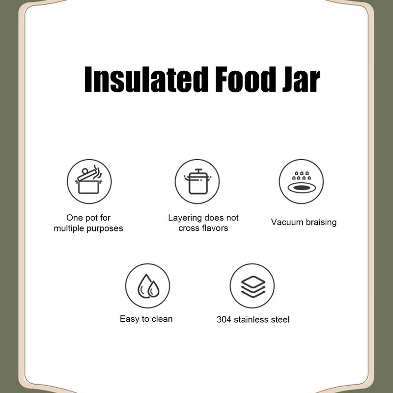 Insulated Food Jar 304 Stainless Steel Japanese Style Round Shape