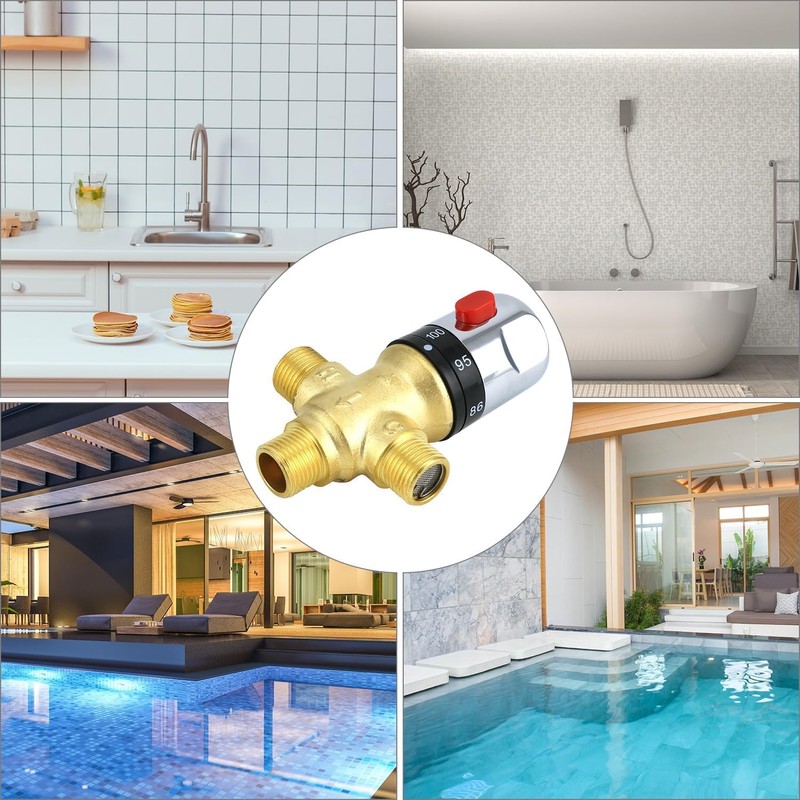 BOVZOR Thermostatic Shower Mixing Valve Replacement, Solid Brass Temperature Control