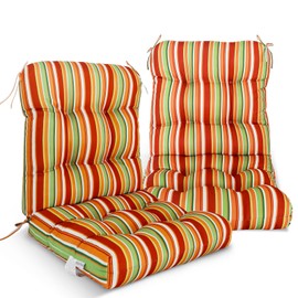 EAGLE PEAK Tufted Outdoor/Indoor Seat/Back Chair Cushions, Set of 2, 42'' x 21'', Rainbow