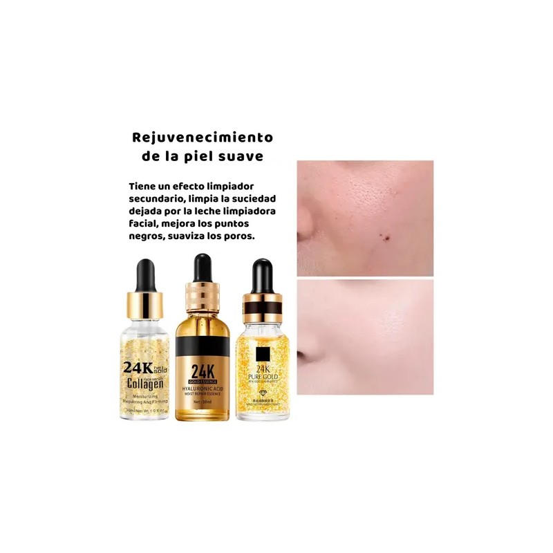 Serums Faciales + Rodillo Gua Sha Jade Masaje Paquete 5pzs