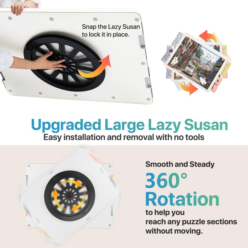 Playboda 1500 Pieces Rotating Plastic Puzzle Board with Drawers and