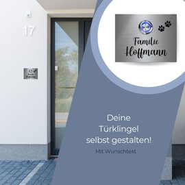 CHRISCK design - Stainless Steel Doorbell with Rust-Free Engraving and Modern Bell Push | Hoffmann Model from 9 x 7 cm Bell Signs with Various Designs