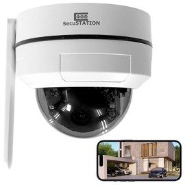 SecuSTATION SecuGuard DUFO Outdoor Security Camera Surveillance Camera Pan-Tilt Dome Type 5 Million Pixels Cloud Recording Wireless WiFi Night Color Microphone Speaker Built-in Auto Tracking Alexa