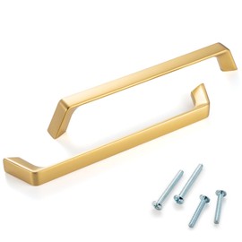ASKANO 10 Pack 6-1/4 Inch Hole Centers, Brushed Gold Cabinet Pulls Gold Cabinet Handles Gold Kitchen Hardware for Cabinets ZP2210 Drawer Bedroom Dresser Bathroom Vanity Cupboard
