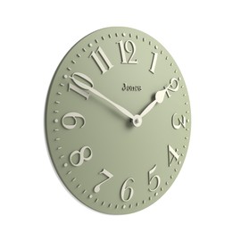 Jones Clocks® Betty wall clock | Modern convex clock | 30cm | Sage green | Ideal for the kitchen, living room, office or bedroom