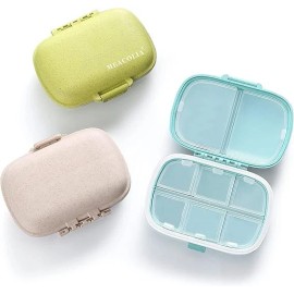 N/A Travel Pill Organizer 3 Pack – Pastillero de Viaje Portátil 8 Compartimentos
